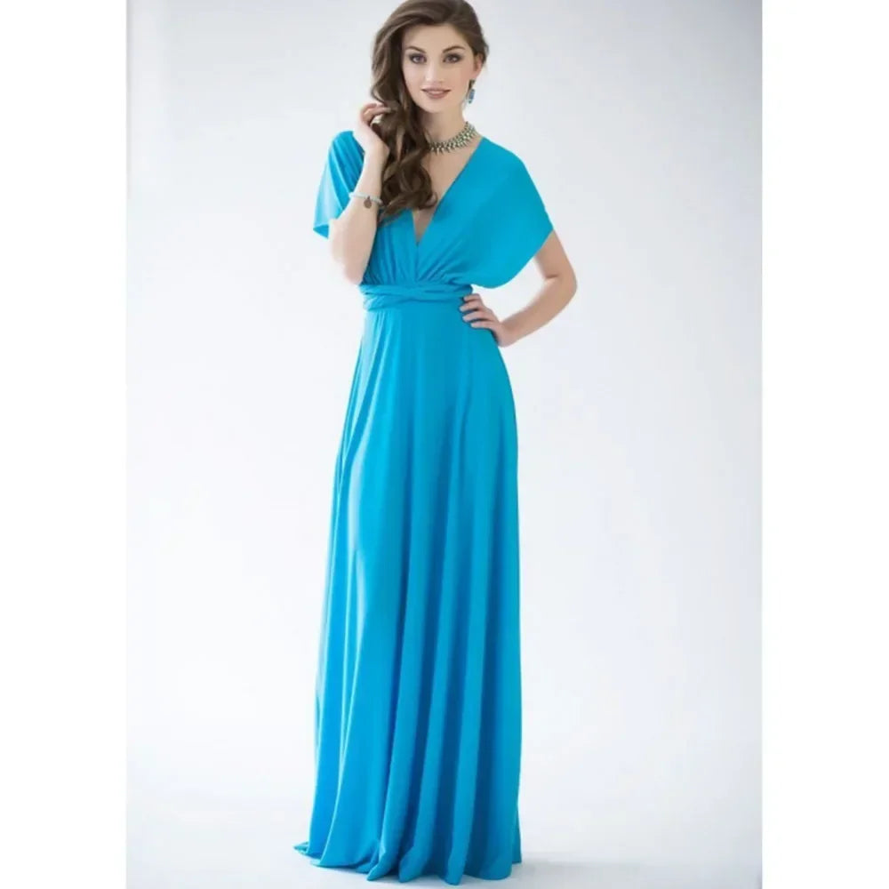 Vestido Longo Feminino Multiuso com Decote V – Elegância Boho para Todas as Ocasiões