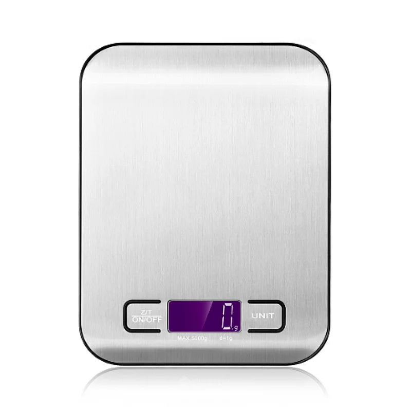 Balança Digital de Cozinha 5kg ou 10kg em Aço Inox – Precisa, Compacta e Recarregável